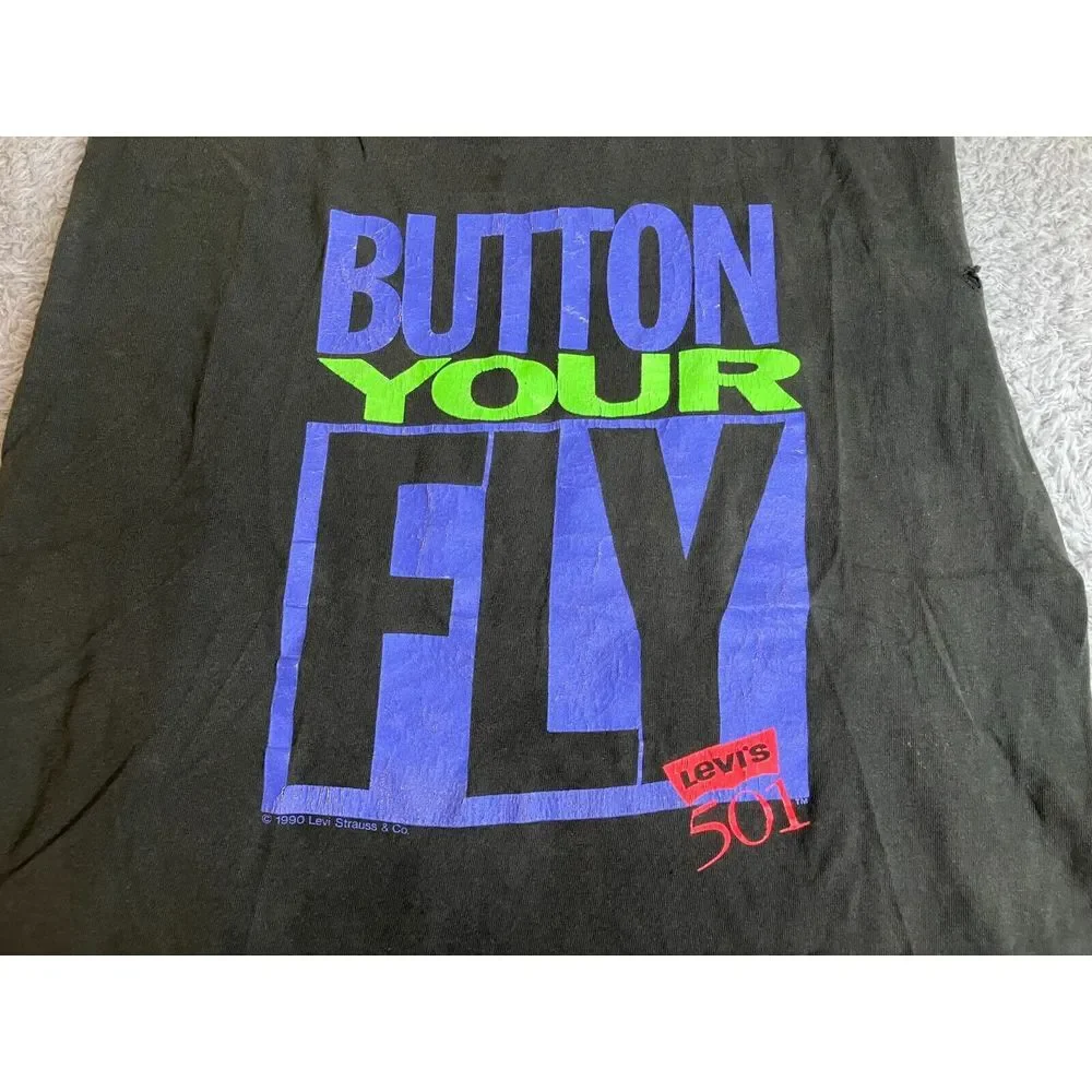 VTG Levi's 501 Shirt Adult Medium Button Your Fly Tank Single‎ Stitch Promo Mens